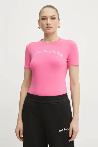 Tričko Versace Jeans Couture růžová barva, 78HAHC08 CJ02C