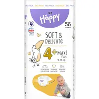 Bella Baby Happy Soft&Delicate 4+ Maxi Plus 9–15 kg dětské pleny 56 ks