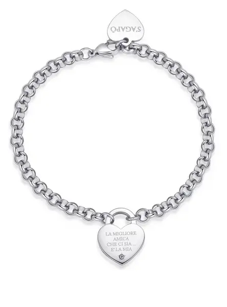 S'Agapõ Krásný ocelový náramek přátelství se srdíčkem Be My Always SBM80