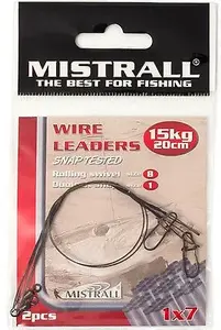 Mistrall ocelové lanko wire leaders 20 cm-11 kg