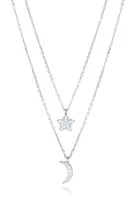 Viceroy Dvojitý stříbrný náhrdelník Hvězda a Měsíc Trend 13203C000-30