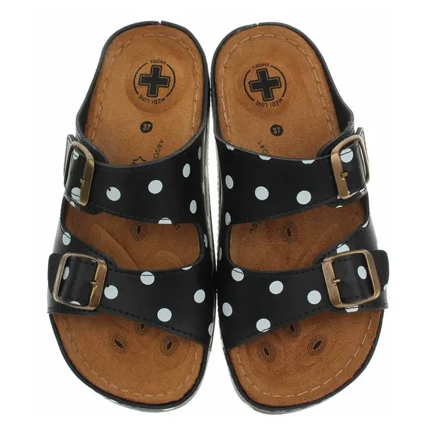 Dámské pantofle Medi Line S182.002 black dots 38