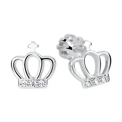 Soliter Stříbrné náušnice Korunka se zirkony 436 001 00502 04