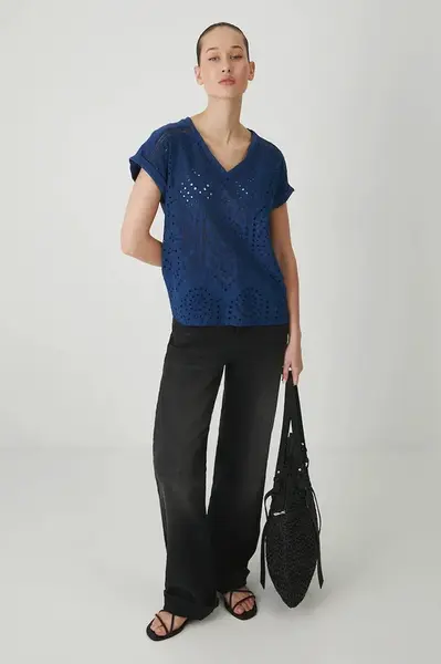 Bavlněné tričko Medicine dámské, tmavomodrá barva