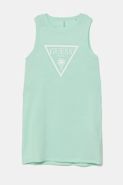 Dětské bavlněné šaty Guess tyrkysová barva, mini, J4GK35 JA914
