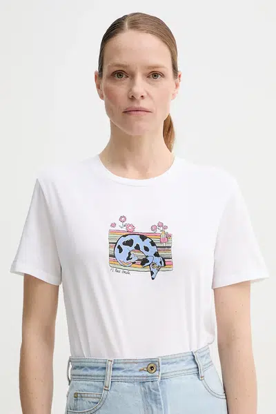 Bavlněné tričko PS Paul Smith bílá barva, W2R.G799.PP4951