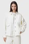 Džínová bunda AllSaints HETTIE FRAY bílá barva, přechodná, oversize, W007PC