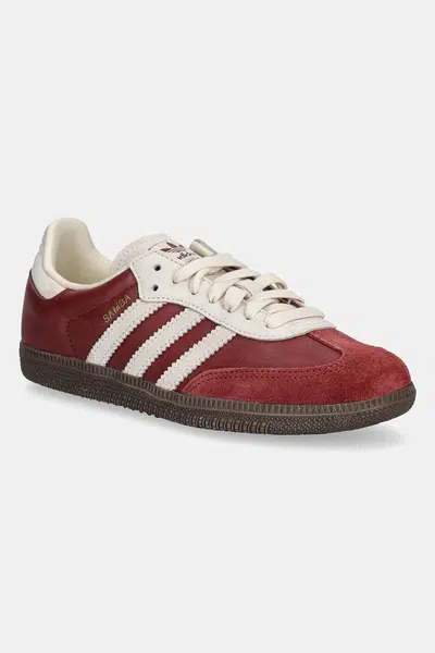 Kožené tenisky adidas Originals Samba OG J vínová barva, JH7863