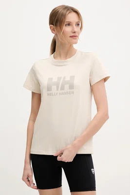 Bavlněné tričko Helly Hansen HH LOGO béžová barva, 54593