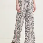 Kalhoty OUI dámské, béžová barva, jednoduché, high waist, 91761