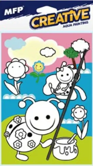 Malování vodou - kartonový list + štětec 150x210mm mix č.1