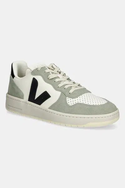 Kožené sneakers boty Veja VI0220500B V-10 LEATHER zelená barva, VI0220500B