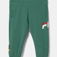 Dětské tepláky Fila LASIN zelená barva, s potiskem, FAK0395