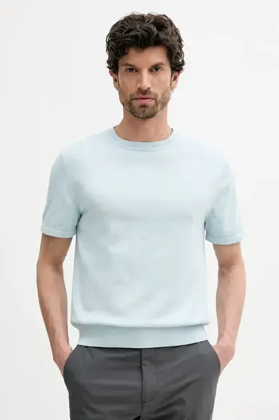 Bavlněné tričko Calvin Klein pánské, modrá barva, LV04LC333G