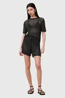 Kraťasy AllSaints PALOMA dámské, černá barva, high waist, W076TC