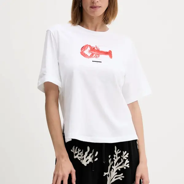 Bavlněné tričko Sisley dámské, bílá barva, 3I1XL107G