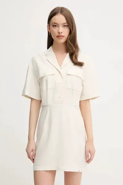 Šaty Calvin Klein Jeans béžová barva, mini, J20J225297