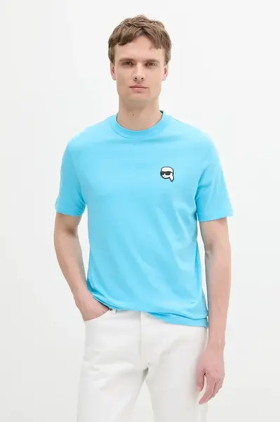 Bavlněné tričko Karl Lagerfeld pánské, modrá barva, 552224.755710