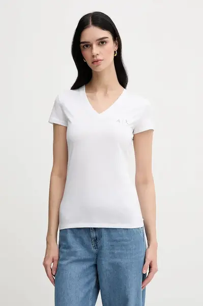 Bavlněné tričko Armani Exchange dámské, bílá barva, XW000521 AF10359