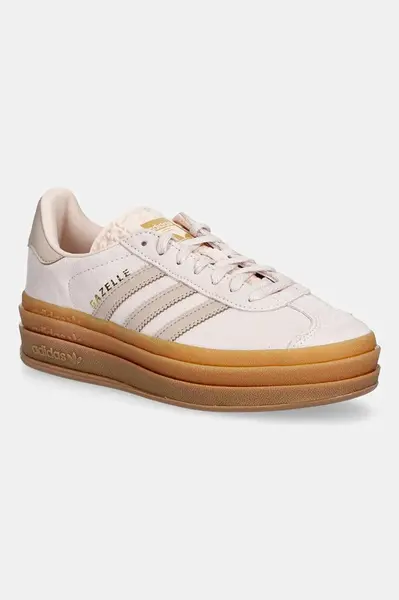 Dětské semišové tenisky adidas Originals GAZELLE BOLD růžová barva, JQ1296