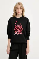 Bavlněná mikina Karl Lagerfeld dámská, černá barva, s potiskem, A3W20006