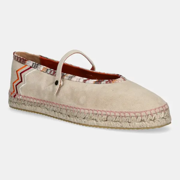 Semišové espadrilky Missoni Lola béžová barva, MWB012_005