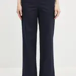 Bavlněné kalhoty A.P.C. pantalon margaret dámské, tmavomodrá barva, široké, high waist, COHFU.F08476