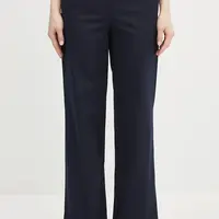 Bavlněné kalhoty A.P.C. pantalon margaret dámské, tmavomodrá barva, široké, high waist, COHFU.F08476
