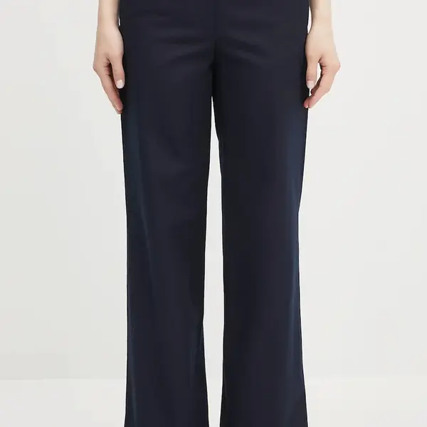 Bavlněné kalhoty A.P.C. pantalon margaret dámské, tmavomodrá barva, široké, high waist, COHFU.F08476