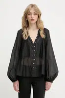 Halenka s příměsí hedvábí Pinko dámská, černá barva, hladká, 105281 A2M7