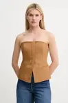 Plátěný top A.L.C. Renee dámský, hnědá barva, 5TOPS01851