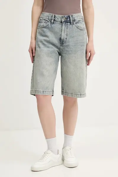 Džínové šortky Guess Originals dámské, modrá barva, high waist, M5GD52 D5MKF