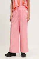 Kalhoty adidas Originals Wideleg Pant dámské, růžová barva, high waist, KC0676