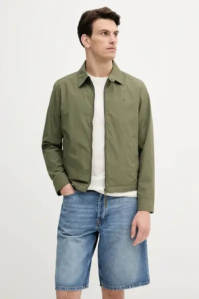 Bunda Tommy Hilfiger zelená barva, přechodná, MW0MW40582