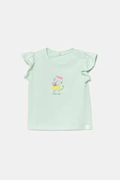 Dětské bavlněné tričko United Colors of Benetton zelená barva, 3096A106F