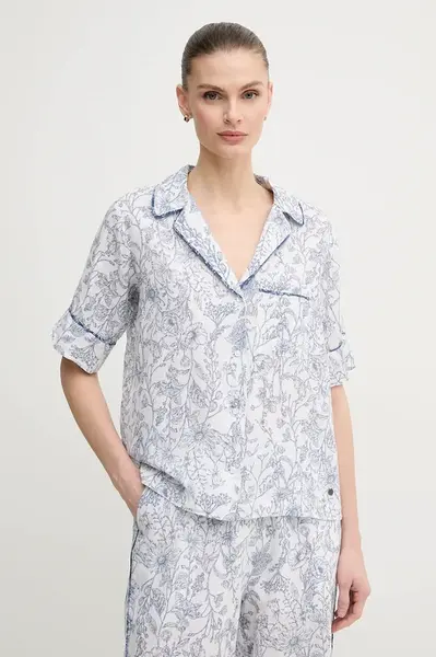 Lněná košile Pepe Jeans DORIS dámská, bílá barva, regular, s klasickým límcem, PL305025