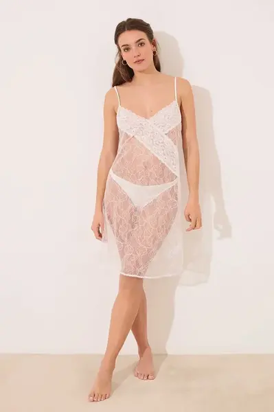 Noční košilka women'secret dámská, bílá barva, krajková, 3419151