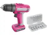 Aku vrtací šroubovák růžový, 12V Li-ion, 1500 mAh - EXTOL LADY
