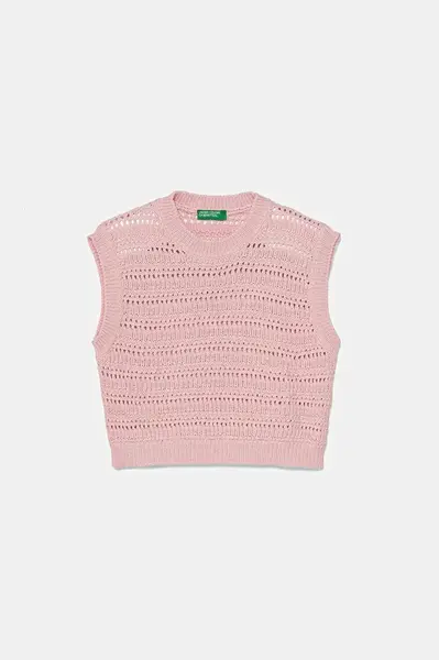 Dětská vesta United Colors of Benetton růžová barva, 104FC108M