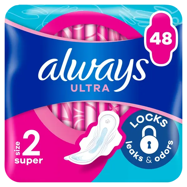 ALWAYS Ultra Super hygienické vložky (veľ. 2) s krídelkami 48 ks