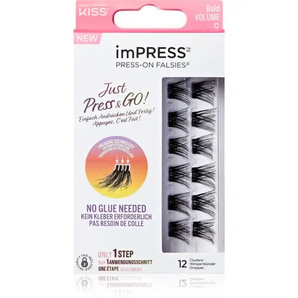 KISS imPRESS Just Press & GO ! trsové nalepovacie mihalnice bez uzlíka Bold Volume C 12 ks