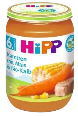 HIPP Príkrm BIO Mrkva s kukuricou a teľacím mäsom 190 g