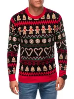 Edoti Men's Christmas Norwegian gingerbread sweater - black and brown