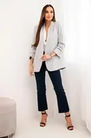 Kesi Włoski Elegantná bunda s chlopňami sivá