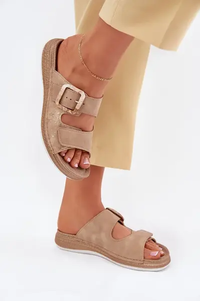 Dámske Sandále S Prackou A Suchým Zipsom Béžové INBLU