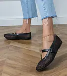 D/CEO Turina black mesh ballet flats with buckle