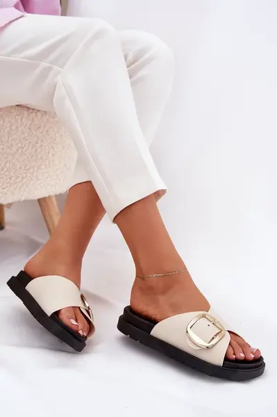 Boto Dámske sandále na platforme so zlatou sponou béžové Jovira