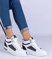 Gemre Biele športové tenisky dámske na skrytom klinovom podpätku Violinso