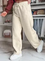 Dámske tepláky wide leg DRESMOOD béžové