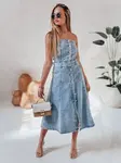 Džínsové midi šaty s opaskom SUMMER SKY